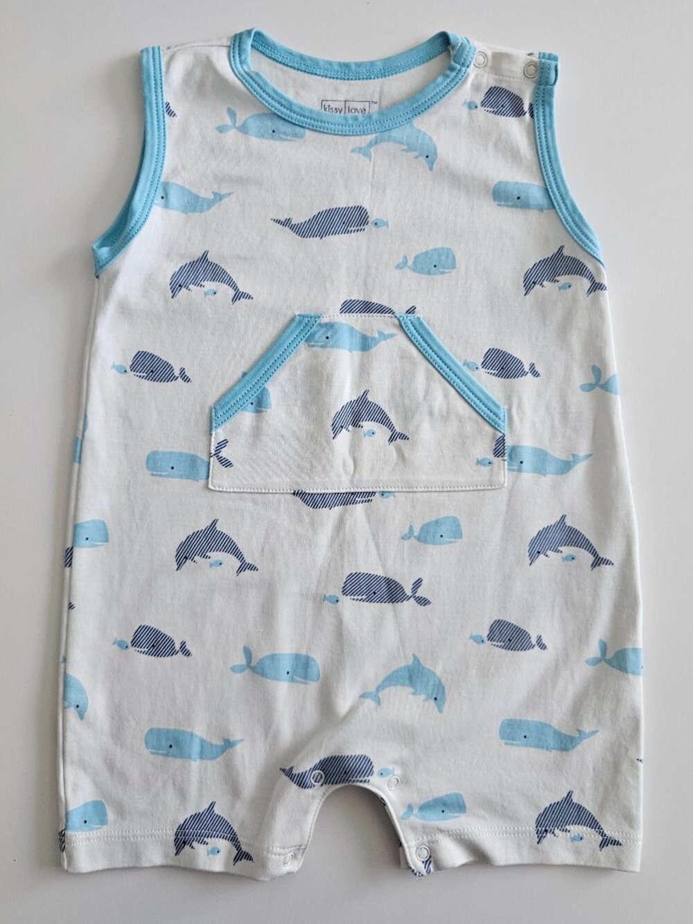 Kissy Love Pima Cotton Whale & Dolphin Romper – 12-18M